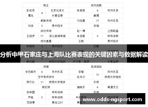 分析中甲石家庄与上海队比赛表现的关键因素与数据解读